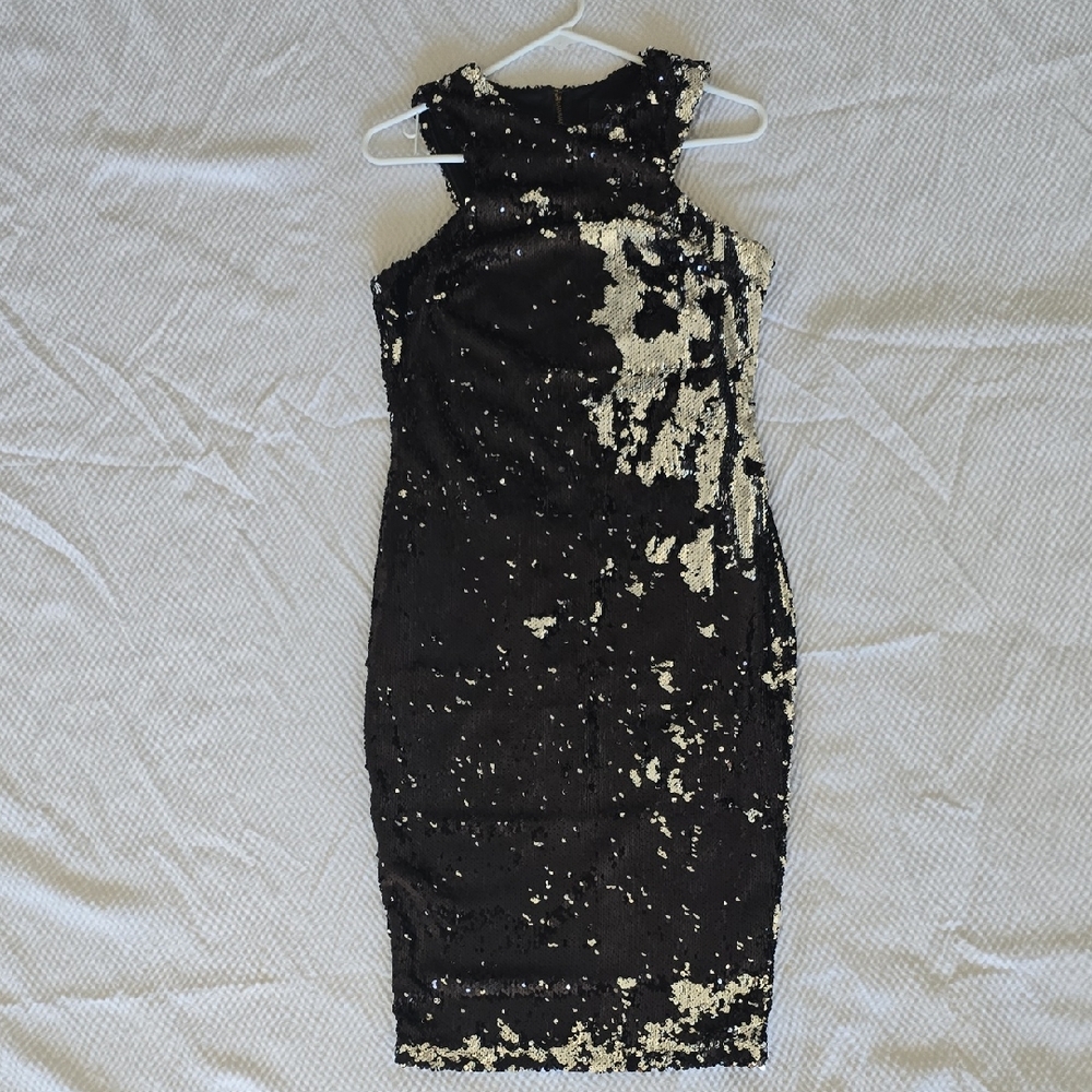 AX Paris Glittering Black and Silver Midi Dress